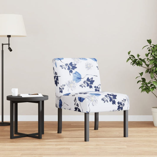 vidaXL Slipper Chair Blue Flower Fabric-0