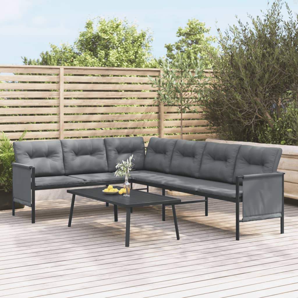 vidaXL Patio Furniture Outdoor Sectional Sofa Anthracite Steel and Textilene-3