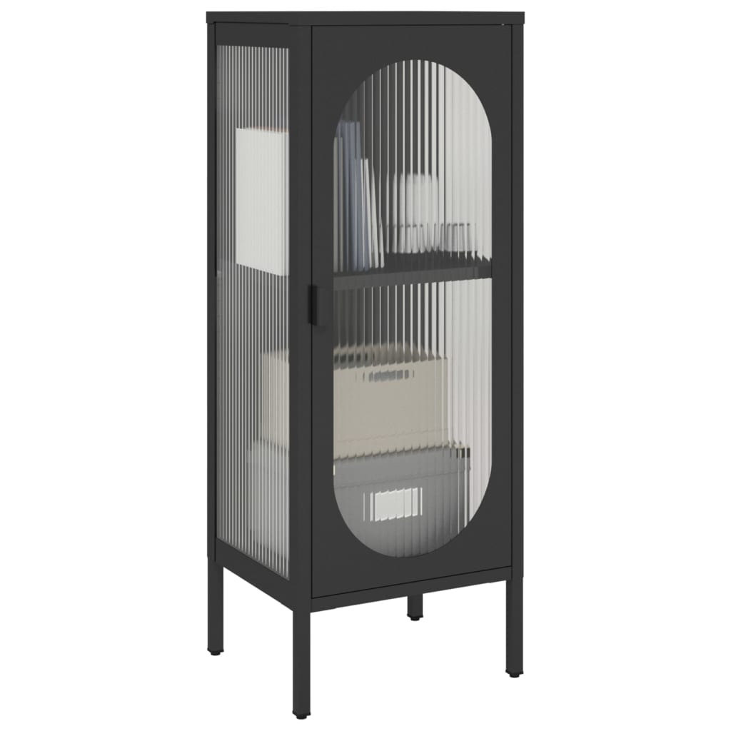 vidaXL Sideboard Black 15.7"x13.8"x41.3" Glass and Steel-4