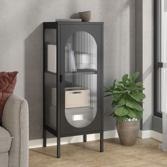 vidaXL Sideboard Black 15.7"x13.8"x41.3" Glass and Steel-0