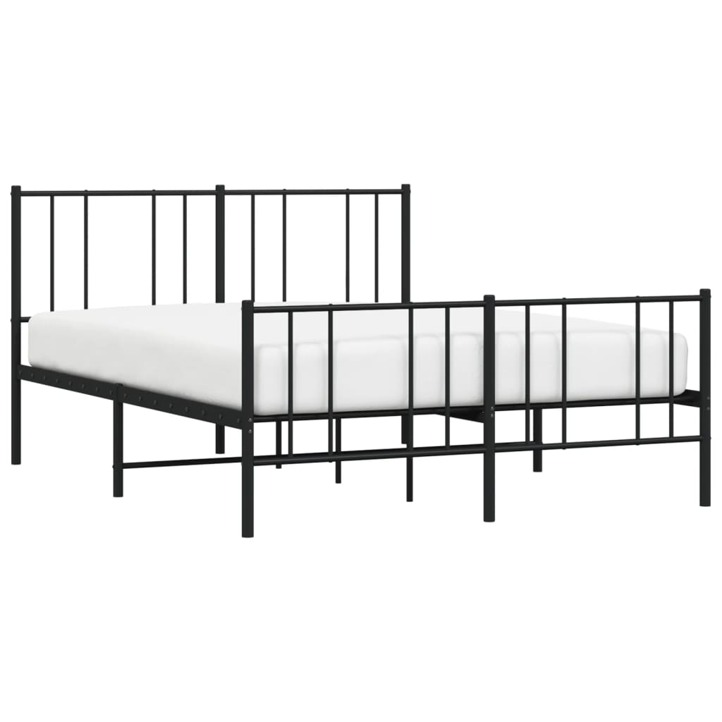 vidaXL Metal Bed Frame with Headboard and Footboard Black 59.8"x78.7"-3