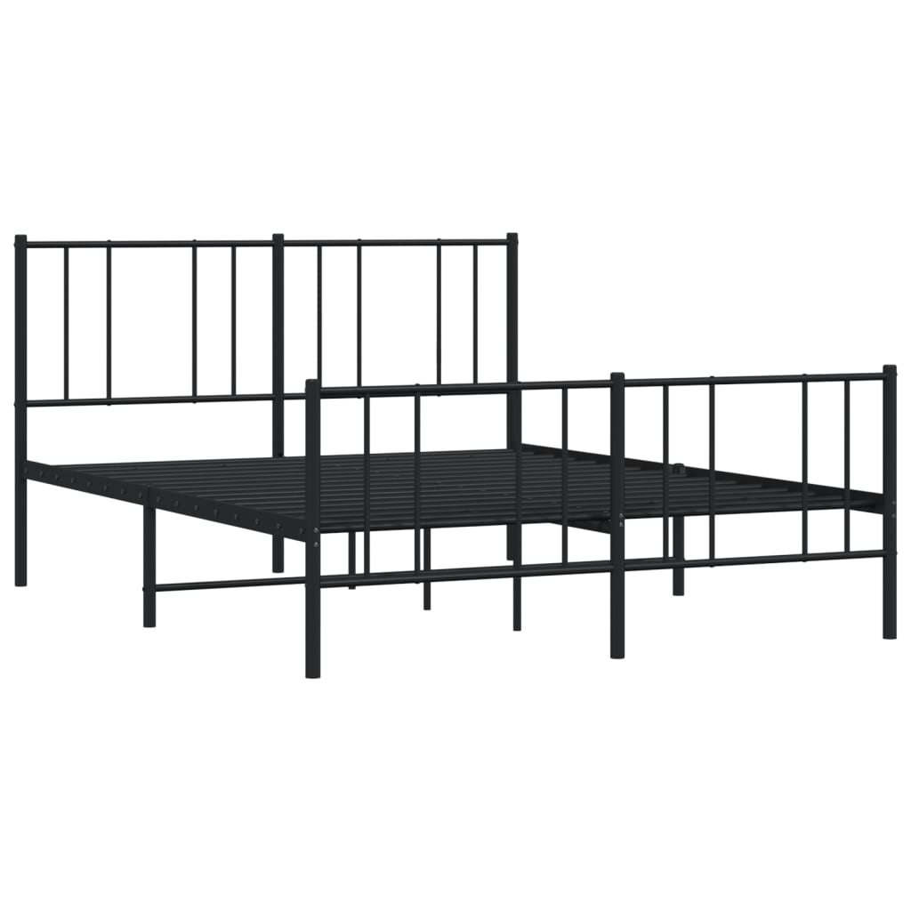 vidaXL Metal Bed Frame with Headboard and Footboard Black 59.8"x78.7"-4