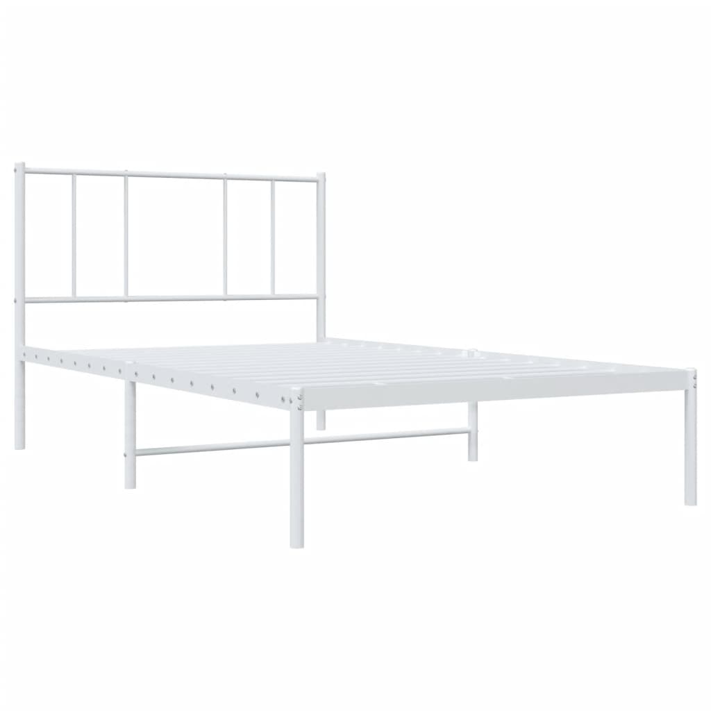 vidaXL Metal Bed Frame with Headboard White 39.4"x78.7"-4