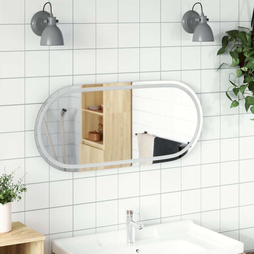 vidaXL LED Bathroom Mirror Wall Mounted Makeup Vanity Mirror for Bathroom Oval-9