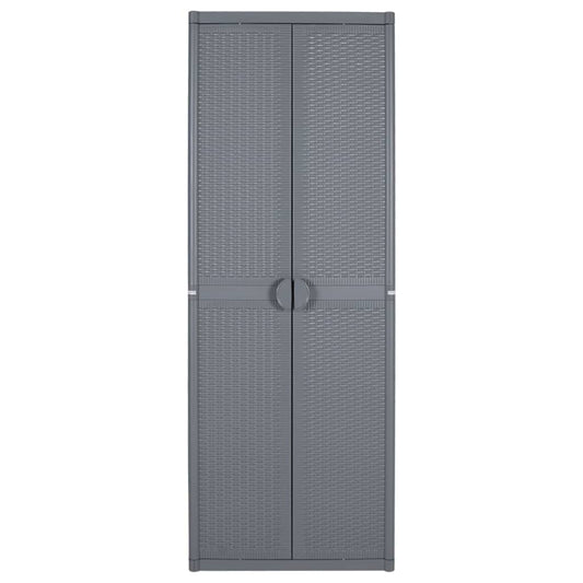 vidaXL Garden Storage Cabinet Gray 25.6"x17.7"x67.7" PP Rattan-0