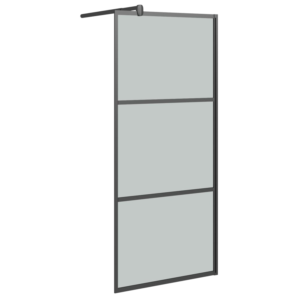 vidaXL Walk-in Shower Wall with Shelf Black 31.5"x76.8" ESG Glass&Aluminum-4