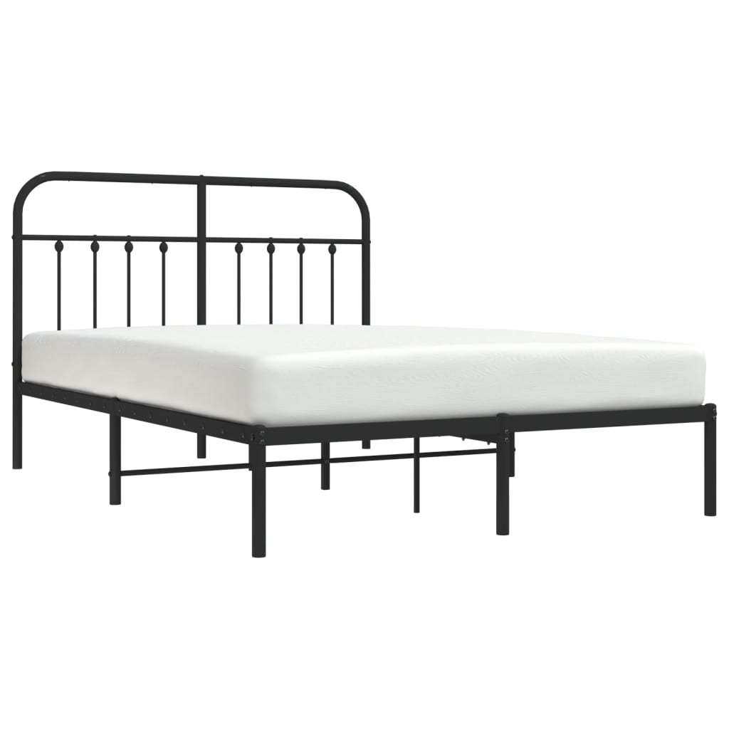 vidaXL Metal Bed Frame with Headboard Black 53.1"x74.8"-4