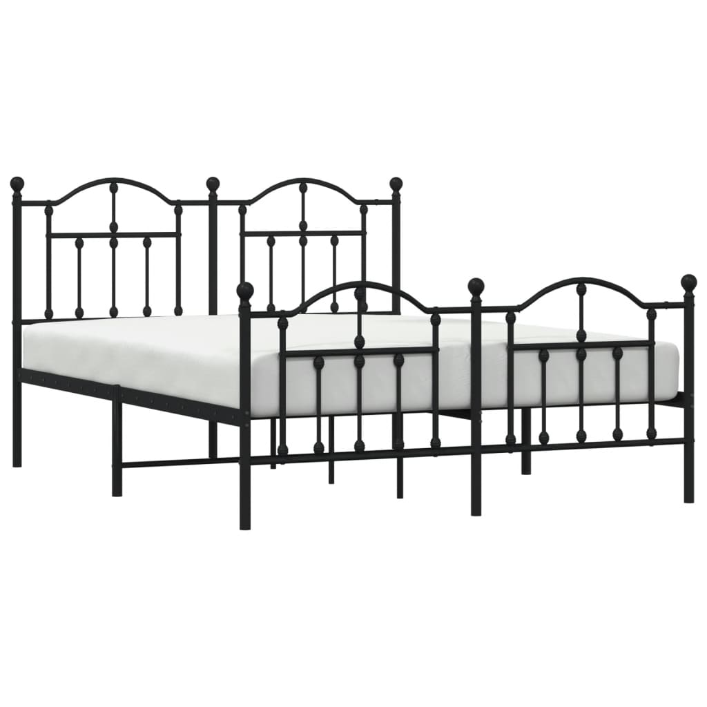 vidaXL Metal Bed Frame with Headboard and Footboard Black 59.1"x78.7"-1
