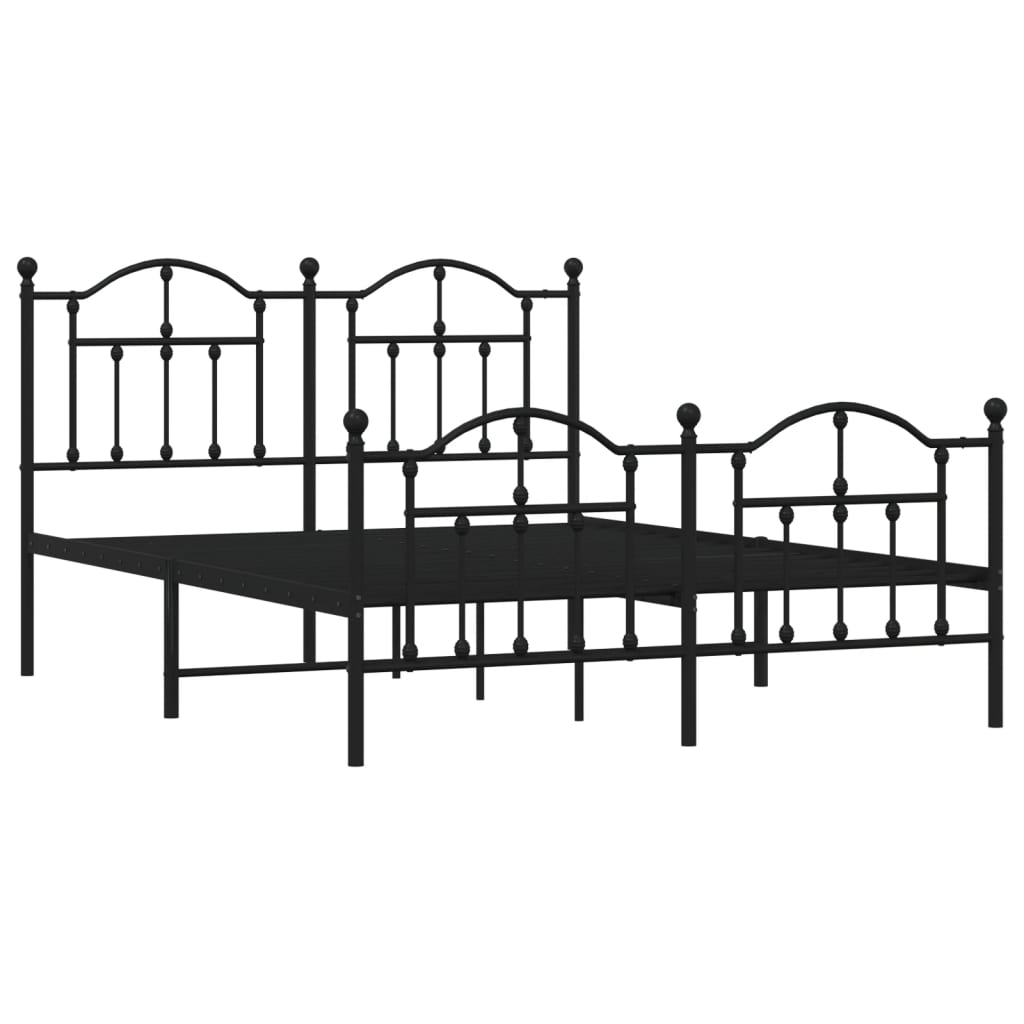 vidaXL Metal Bed Frame with Headboard and Footboard Black 59.1"x78.7"-2