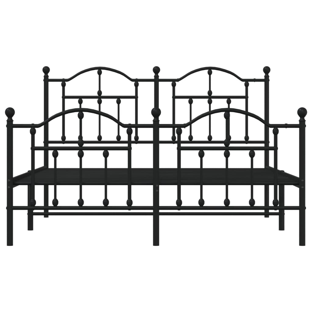 vidaXL Metal Bed Frame with Headboard and Footboard Black 59.1"x78.7"-3