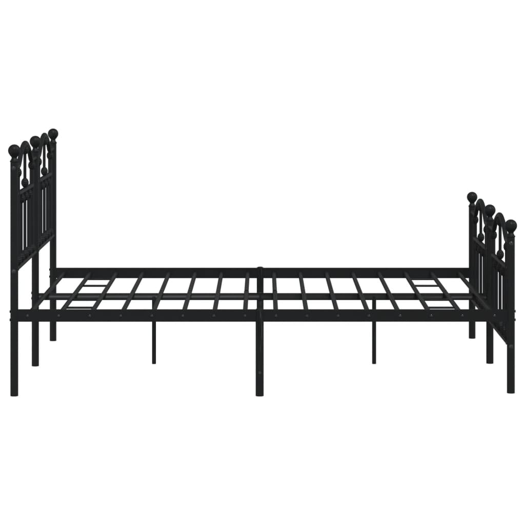 vidaXL Metal Bed Frame with Headboard and Footboard Black 59.1"x78.7"-4