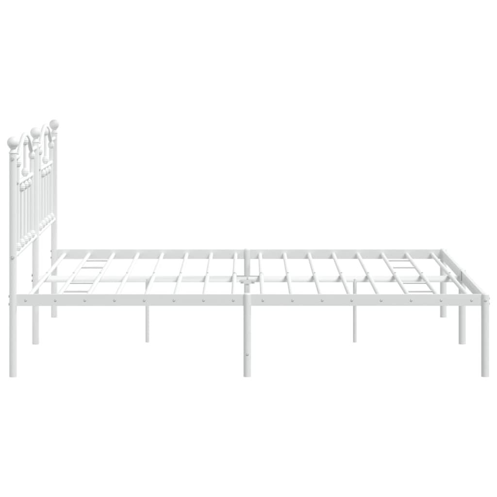 vidaXL Metal Bed Frame with Headboard White 72"x83.9" California King-4