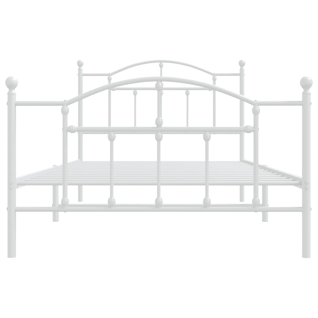 vidaXL Metal Bed Frame with Headboard and Footboard White 39.4"x78.7"-3