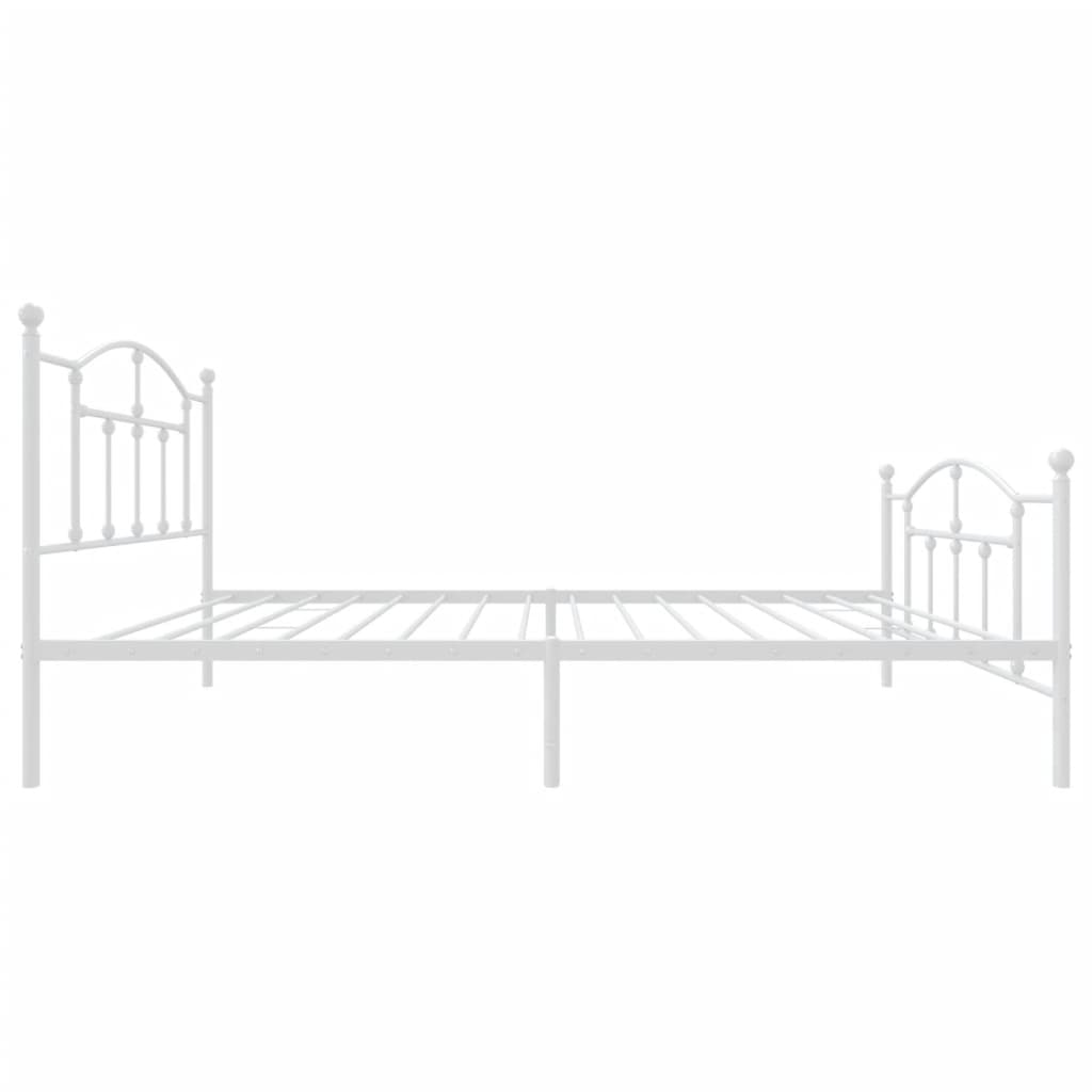 vidaXL Metal Bed Frame with Headboard and Footboard White 39.4"x78.7"-4