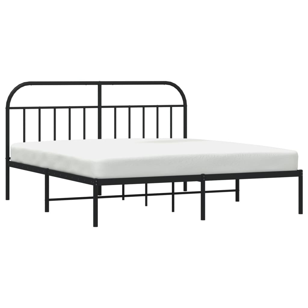 vidaXL Metal Bed Frame with Headboard Black 72"x83.9" California King