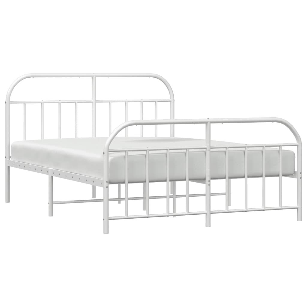 vidaXL Metal Bed Frame with Headboard&Footboard White 72"x83.9" California King-4