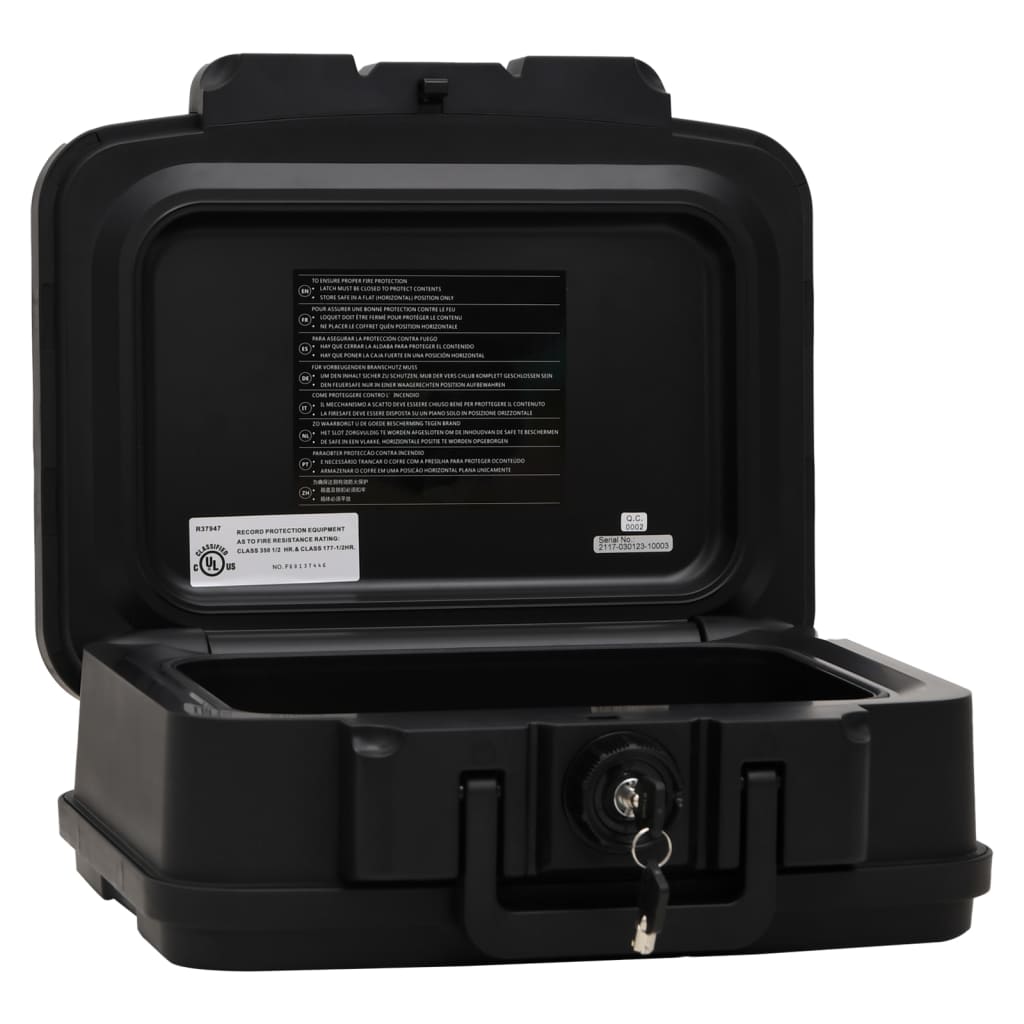 vidaXL Safe Box Waterproof Fireproof Safety Deposit Box with Key Lock Black-2