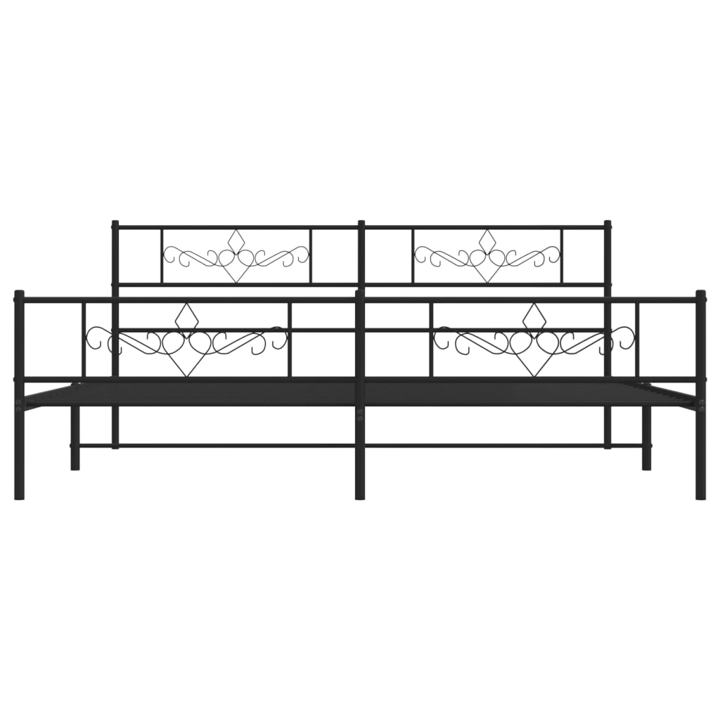 vidaXL Metal Bed Frame with Headboard and Footboard Black 76"x79.9" King-2