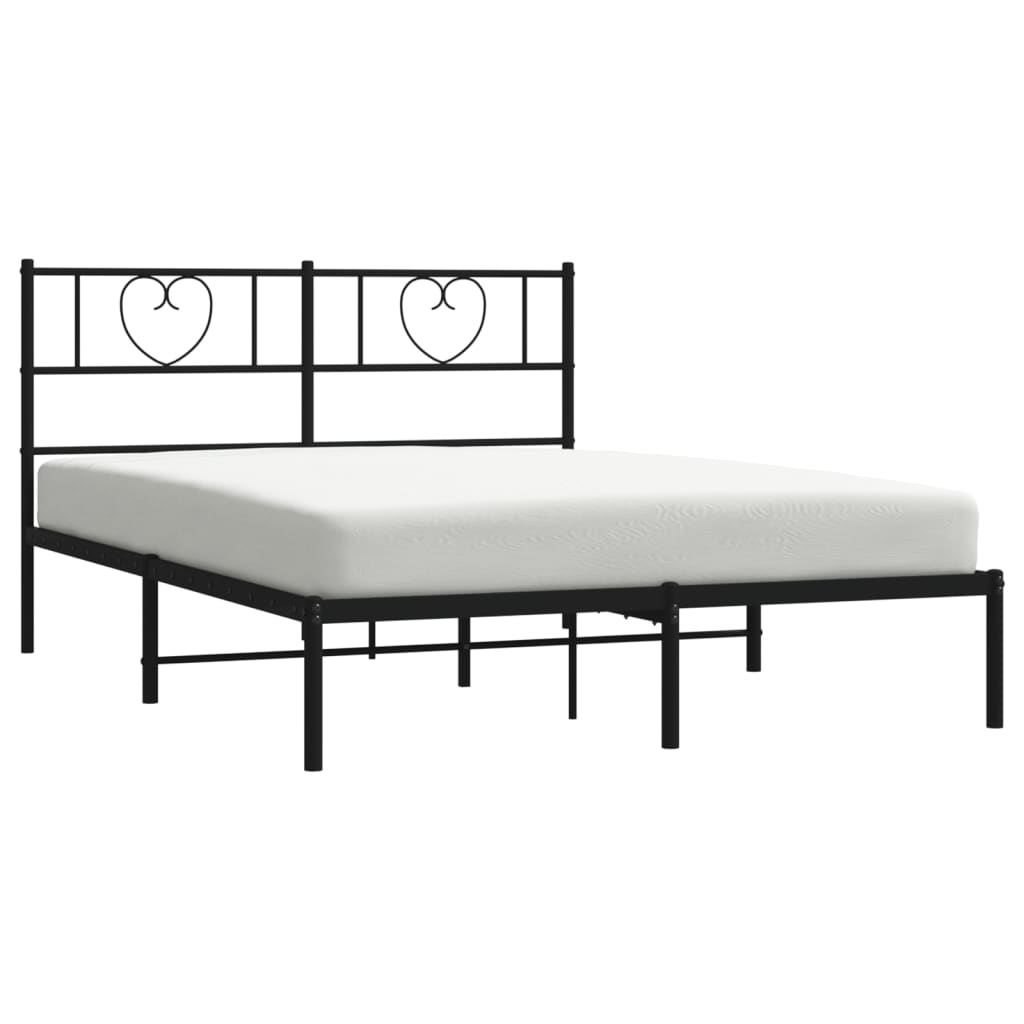 vidaXL Metal Bed Frame with Headboard Black 59.1"x78.7"-1