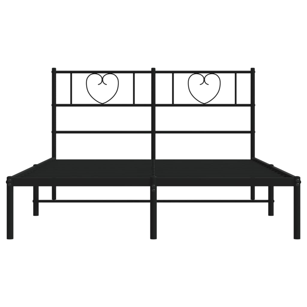 vidaXL Metal Bed Frame with Headboard Black 59.1"x78.7"-3