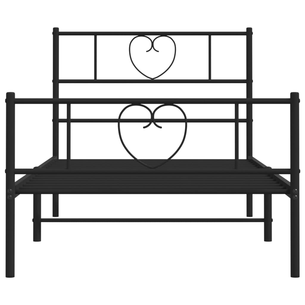 vidaXL Metal Bed Frame with Headboard and Footboard Black 39.4"x78.7"-3