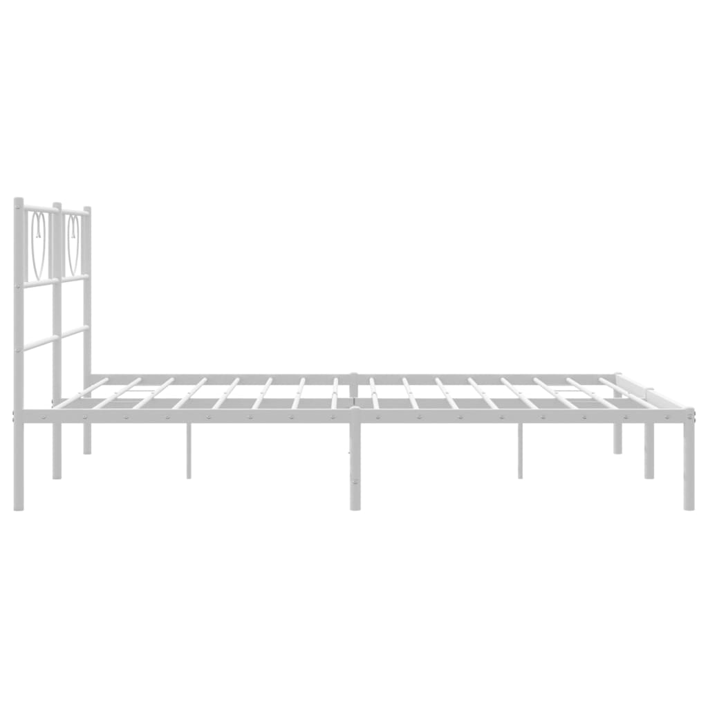 vidaXL Metal Bed Frame with Headboard White 53.1"x74.8"-4