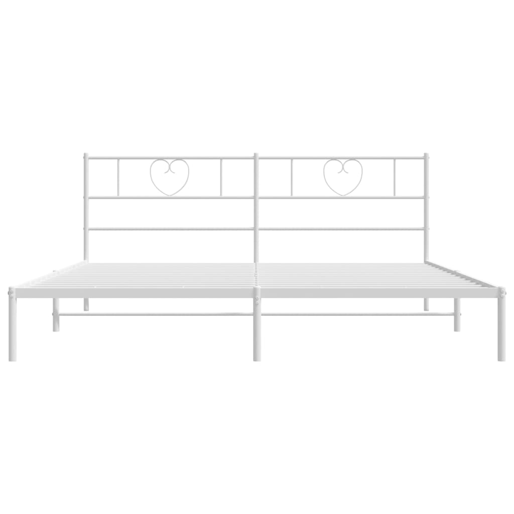 vidaXL Metal Bed Frame with Headboard White 72"x83.9" California King-2