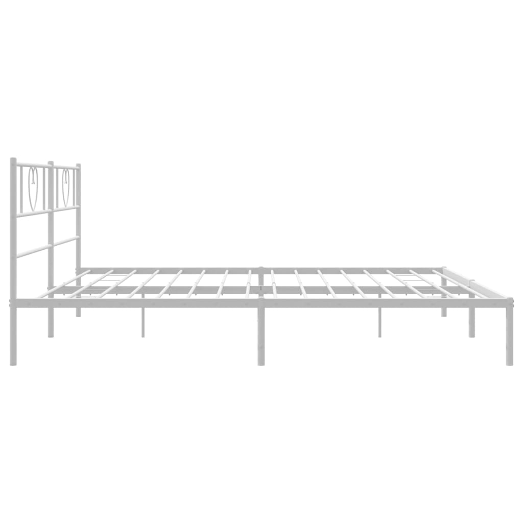 vidaXL Metal Bed Frame with Headboard White 72"x83.9" California King-4
