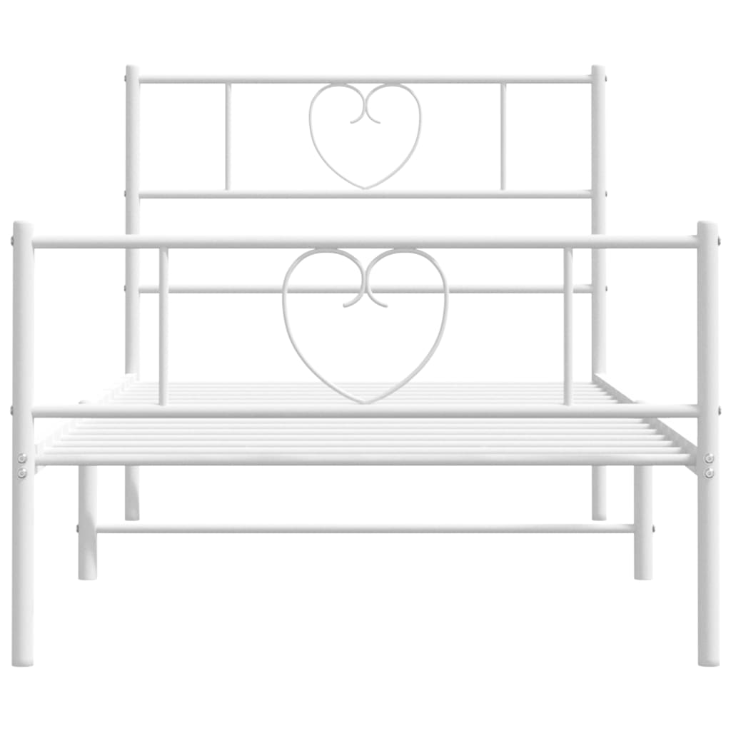 vidaXL Metal Bed Frame with Headboard and Footboard White 39.4"x74.8" Twin-2
