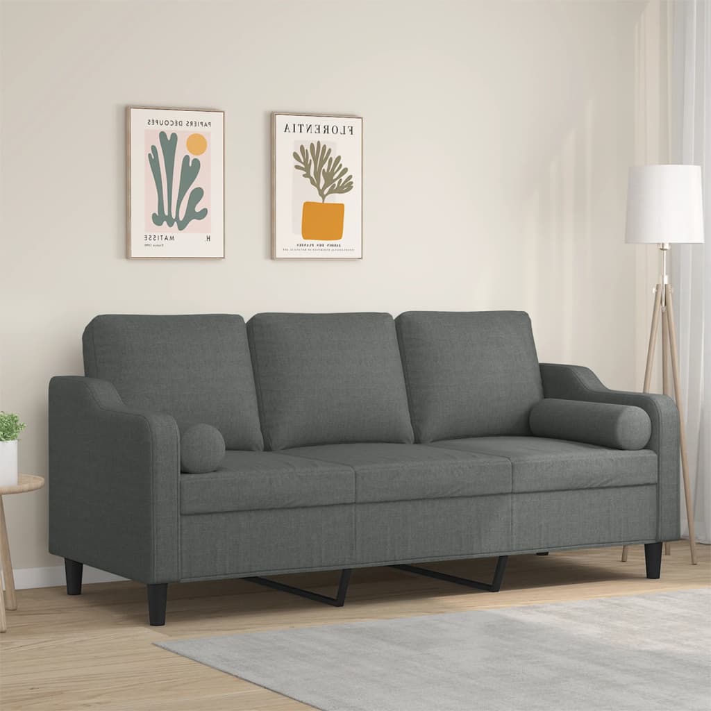 vidaXL 2-Seater Sofa with Throw Pillows Accent Loveseat for Living Room Fabric-6