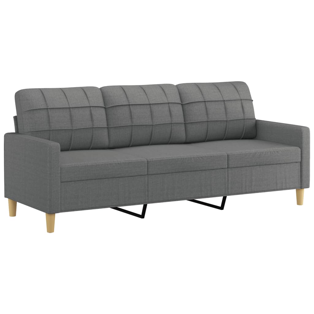 vidaXL 3 Piece Sofa Set with Pillows Dark Gray Fabric-3