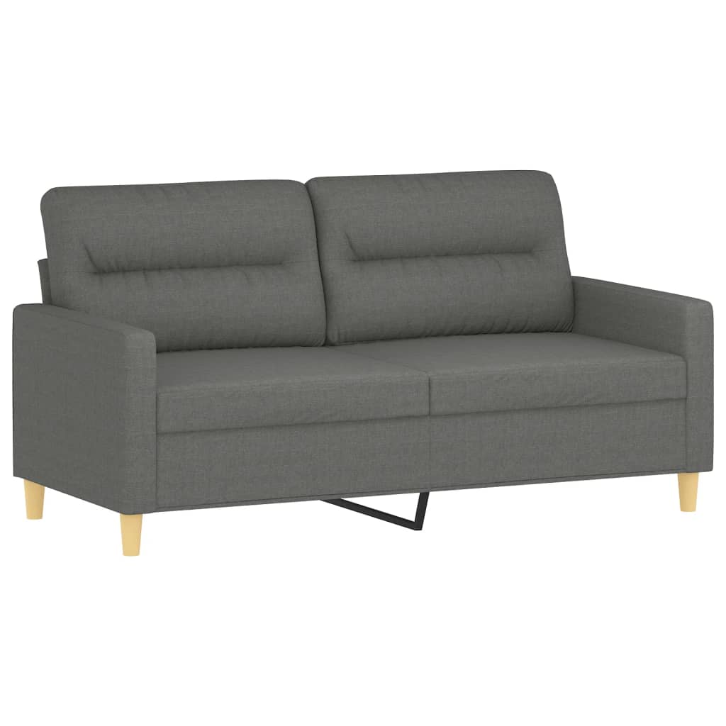 vidaXL 2 Piece Sofa Set with Pillows Dark Gray Fabric-2
