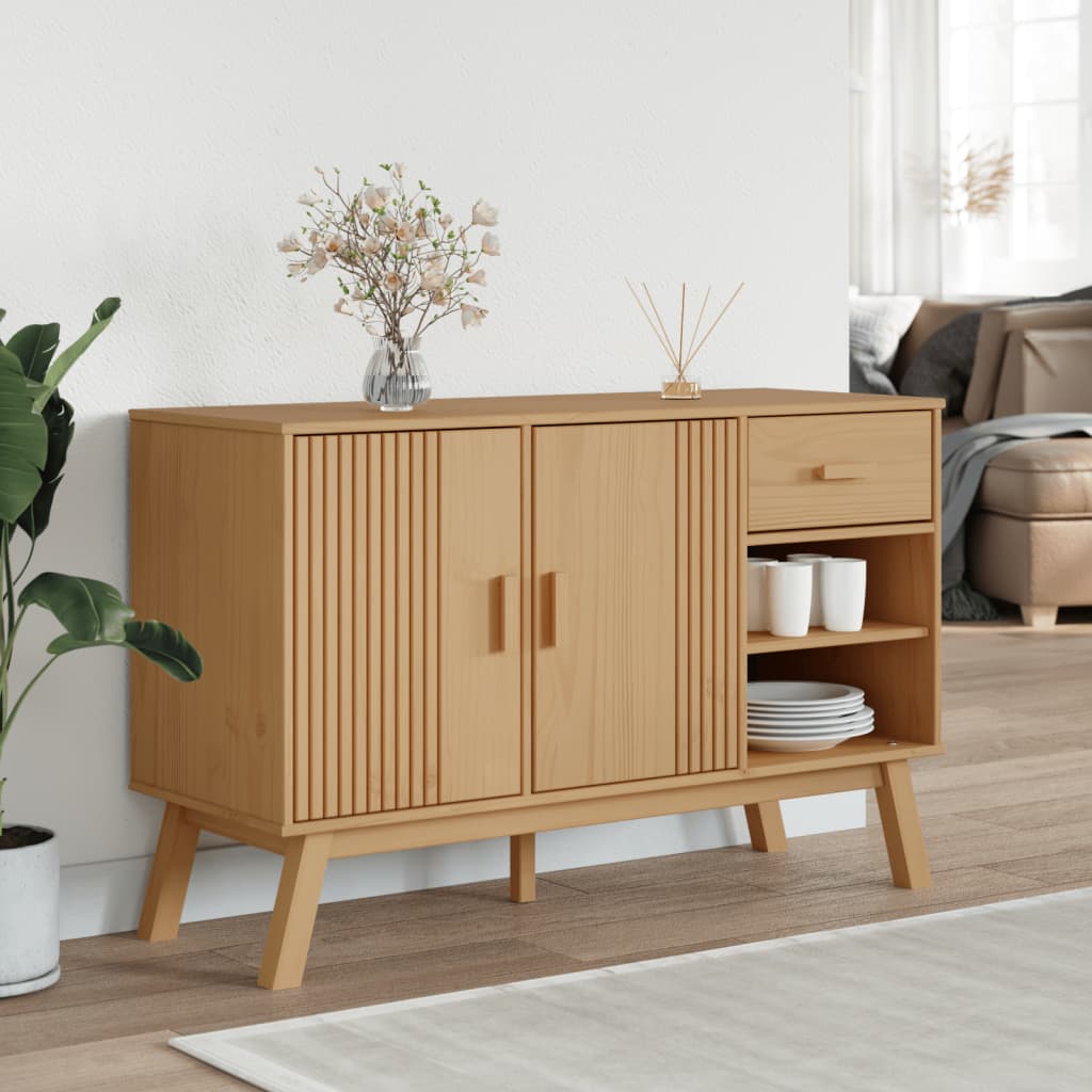 vidaXL Sideboard OLDEN Brown 44.9"x16.9"x28.9" Solid Wood Pine-4