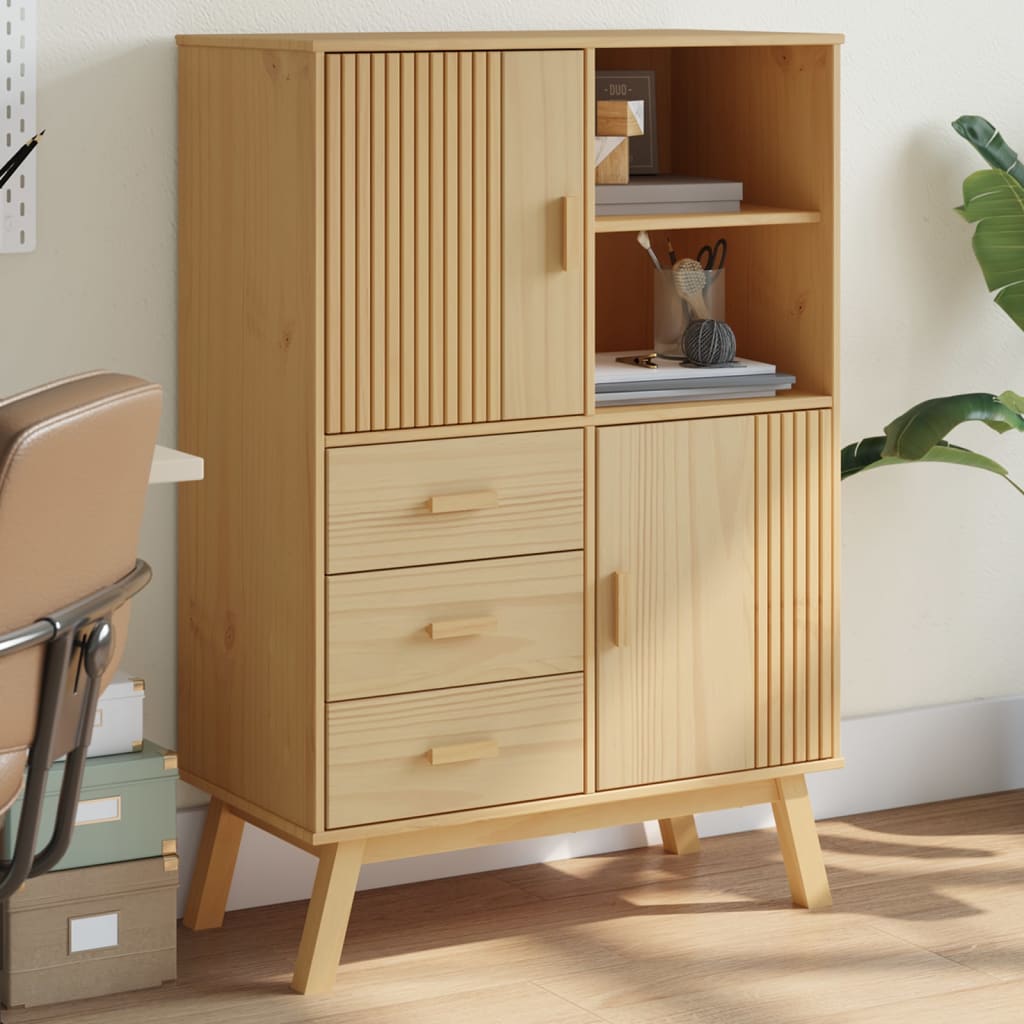vidaXL Highboard OLDEN Brown 33.5"x16.9"x49.2" Solid Wood Pine-0