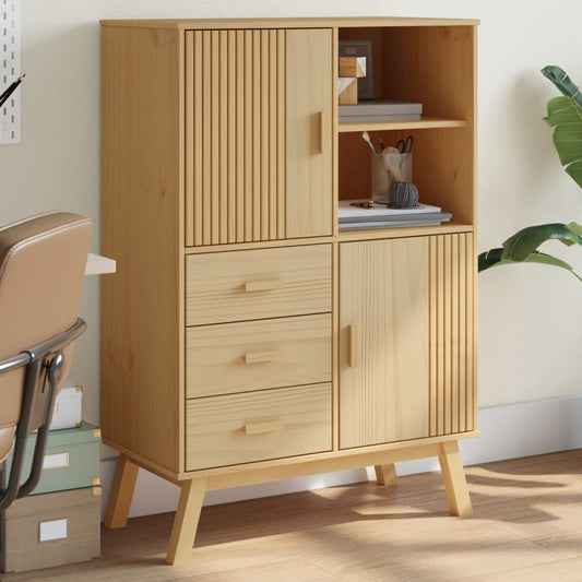 vidaXL Highboard OLDEN Brown 33.5"x16.9"x49.2" Solid Wood Pine-0