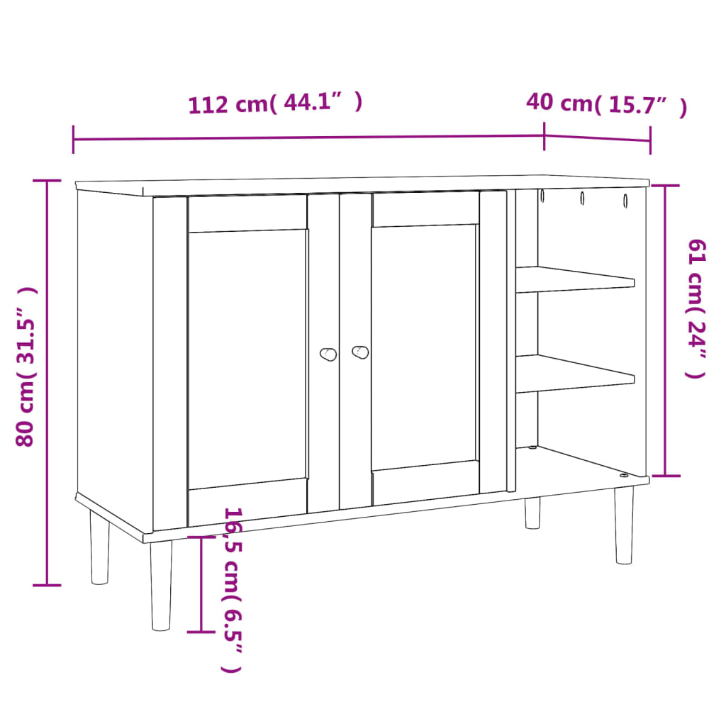 vidaXL Sideboard Buffet Storage Cabinet SENJA Rattan Look Solid Wood Pine-2