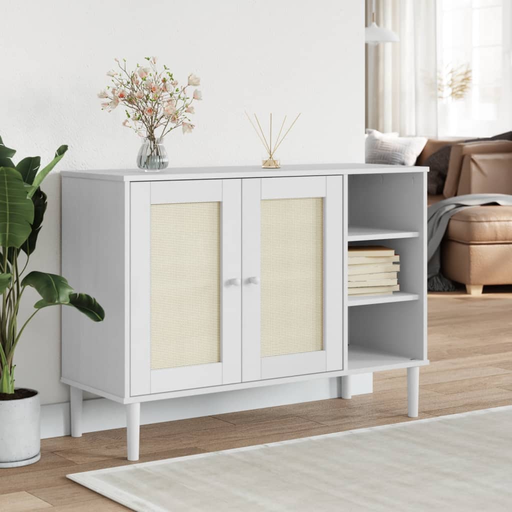 vidaXL Sideboard Buffet Storage Cabinet SENJA Rattan Look Solid Wood Pine-6