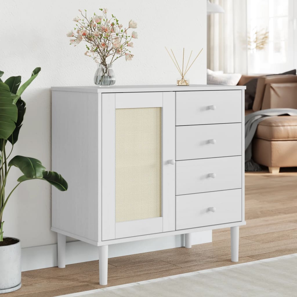 vidaXL Sideboard Storage Cupboard Furniture SENJA Rattan Look Solid Wood Pine-7