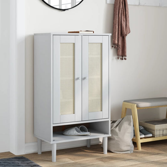 vidaXL Shoe Cabinet Accent Storage Organizer SENJA Rattan Look Solid Wood-0