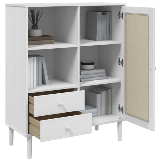 vidaXL Highboard Tall Storage Side Cabinets SENJA Rattan Look Solid Wood Pine-0