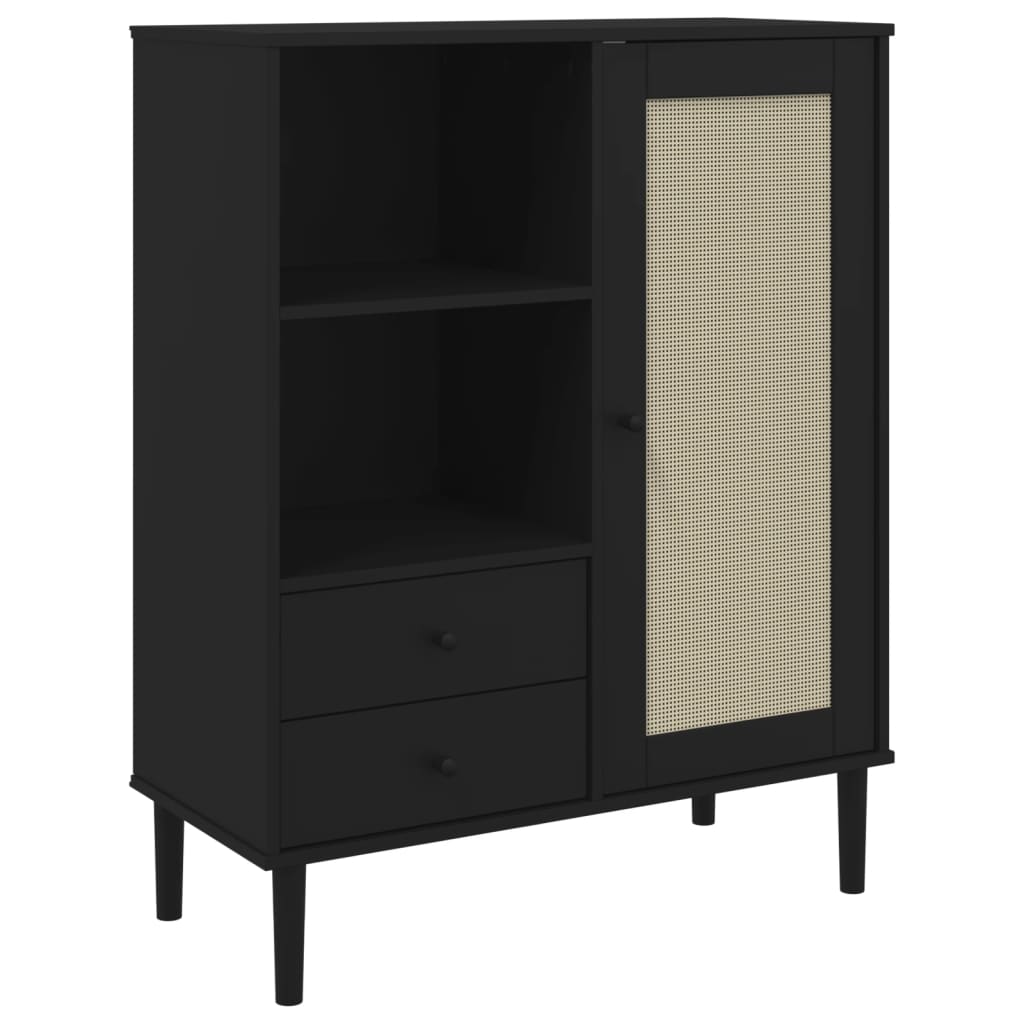 vidaXL Highboard Tall Storage Side Cabinets SENJA Rattan Look Solid Wood Pine-2