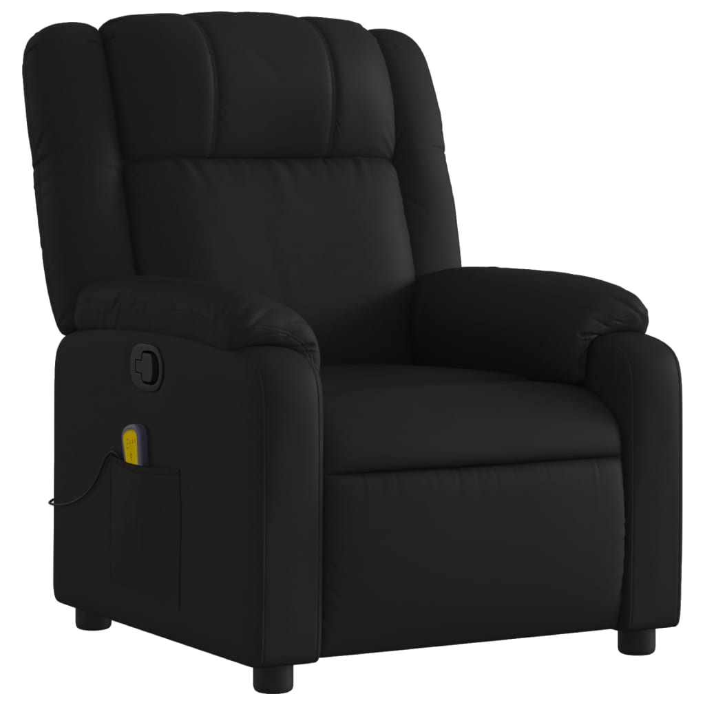 vidaXL Massage Recliner Chair Black Faux Leather-4