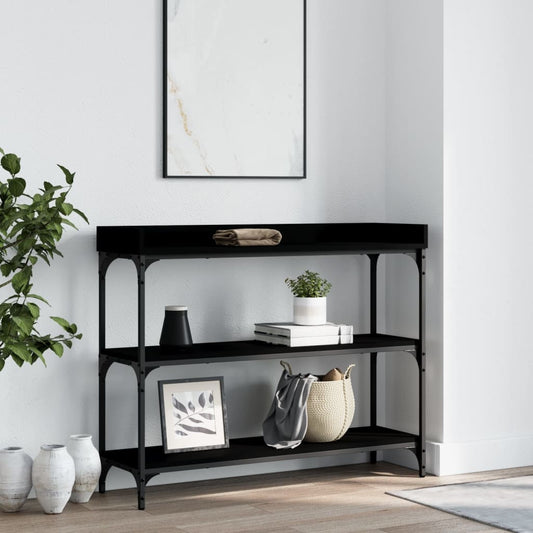 vidaXL Console Table with Shelves Black 39.4"x11.8"x31.5"-0