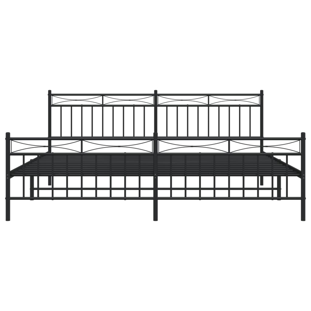 vidaXL Metal Bed Frame with Headboard and Footboard Black 76"x79.9" King-3