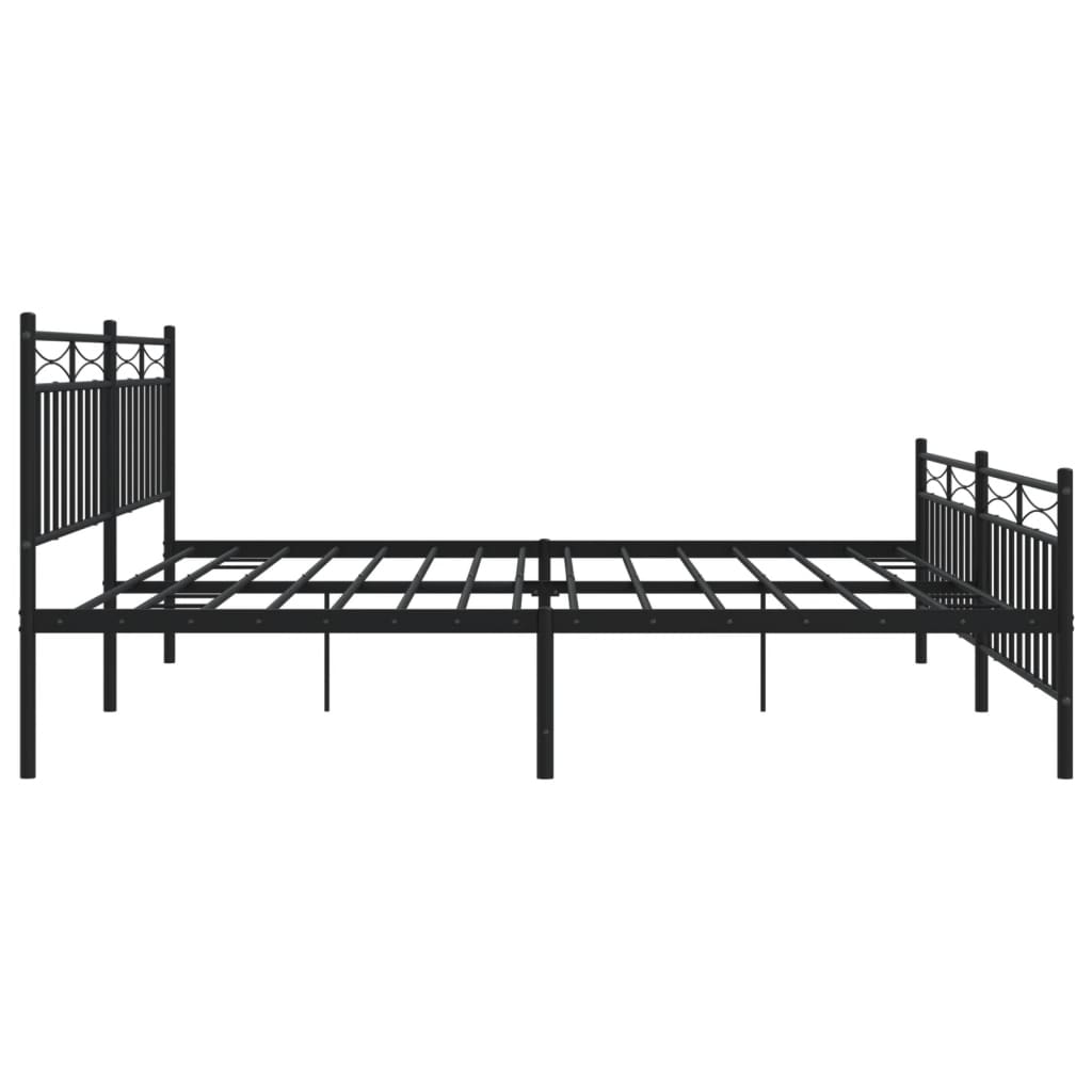 vidaXL Metal Bed Frame with Headboard and Footboard Black 76"x79.9" King-4