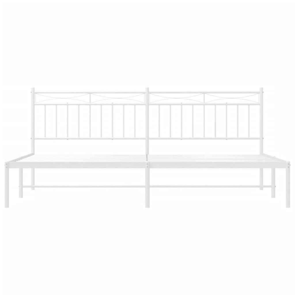 vidaXL Metal Bed Frame with Headboard White 76"x79.9" King-3