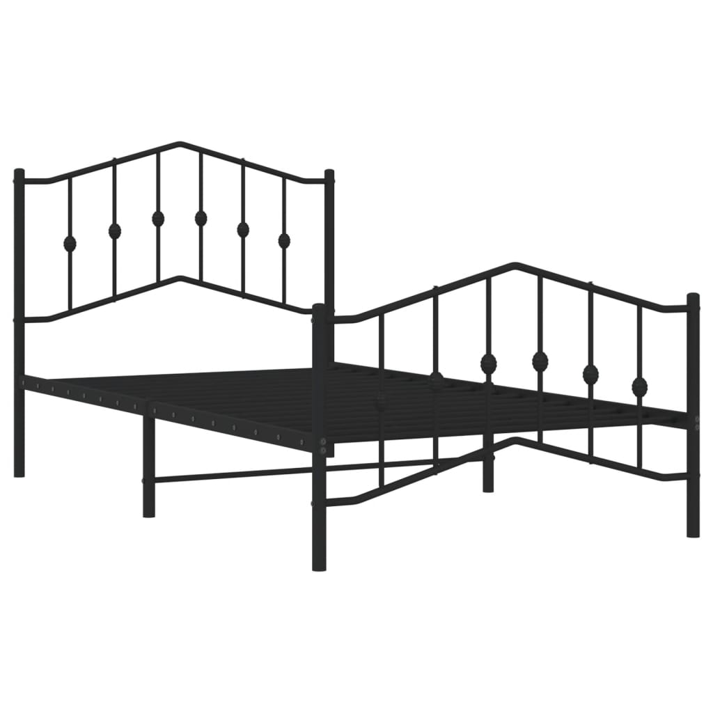 vidaXL Metal Bed Frame with Headboard and Footboard Black 39.4"x74.8" Twin