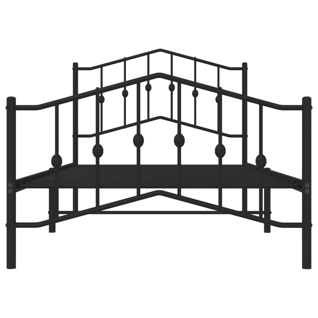 vidaXL Metal Bed Frame with Headboard and Footboard Black 39.4"x74.8" Twin