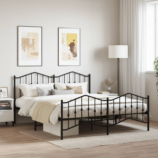 vidaXL Metal Bed Frame with Headboard&Footboard Black 72"x83.9" California King-0