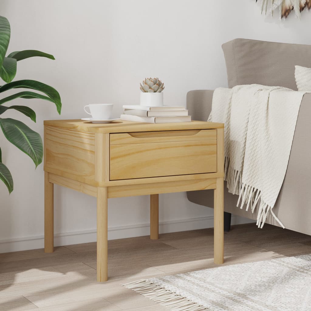 vidaXL Lamp Table FLORO Wax Brown 21.7"x21.7"x21.3" Solid Wood Pine-4